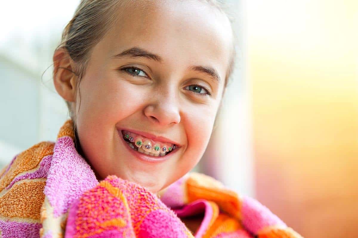 Young girl with braces